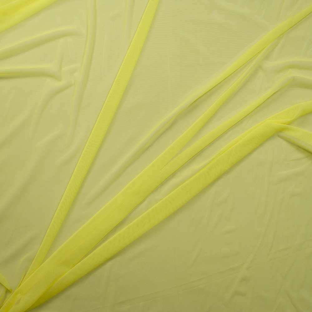Bright Yellow Designer Power Mesh Fabric By The Yard - Wide shot