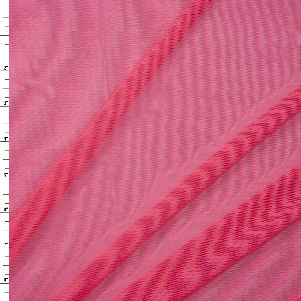 Neon Coral Designer Power Mesh Fabric By The Yard