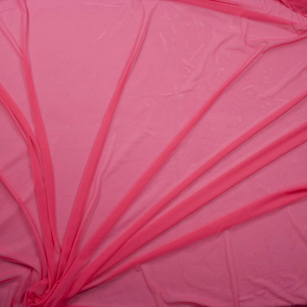 Neon Coral Designer Power Mesh Fabric By The Yard - Wide shot