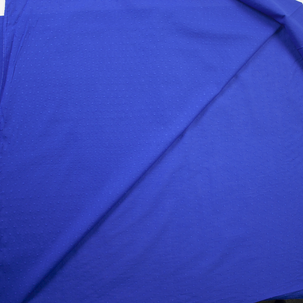 Royal Blue Swiss Dot Cotton Lawn Fabric By The Yard - Wide shot