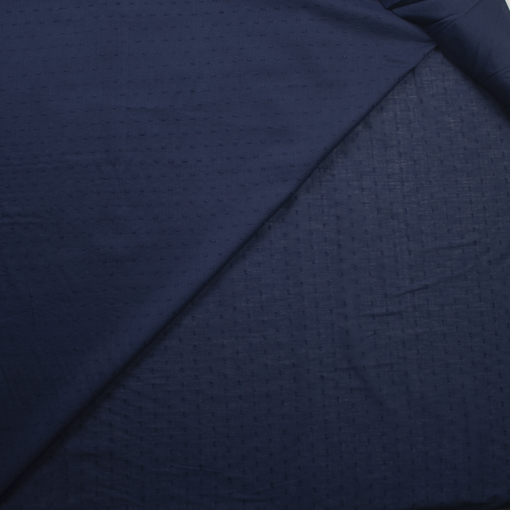 Navy Blue Swiss Dot Cotton Lawn Fabric By The Yard - Wide shot