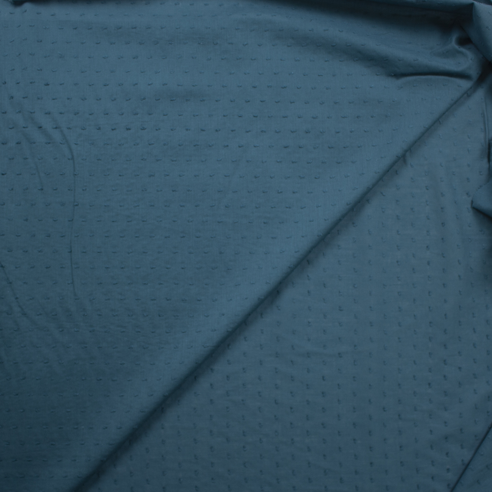 Teal Swiss Dot Cotton Lawn Fabric By The Yard - Wide shot