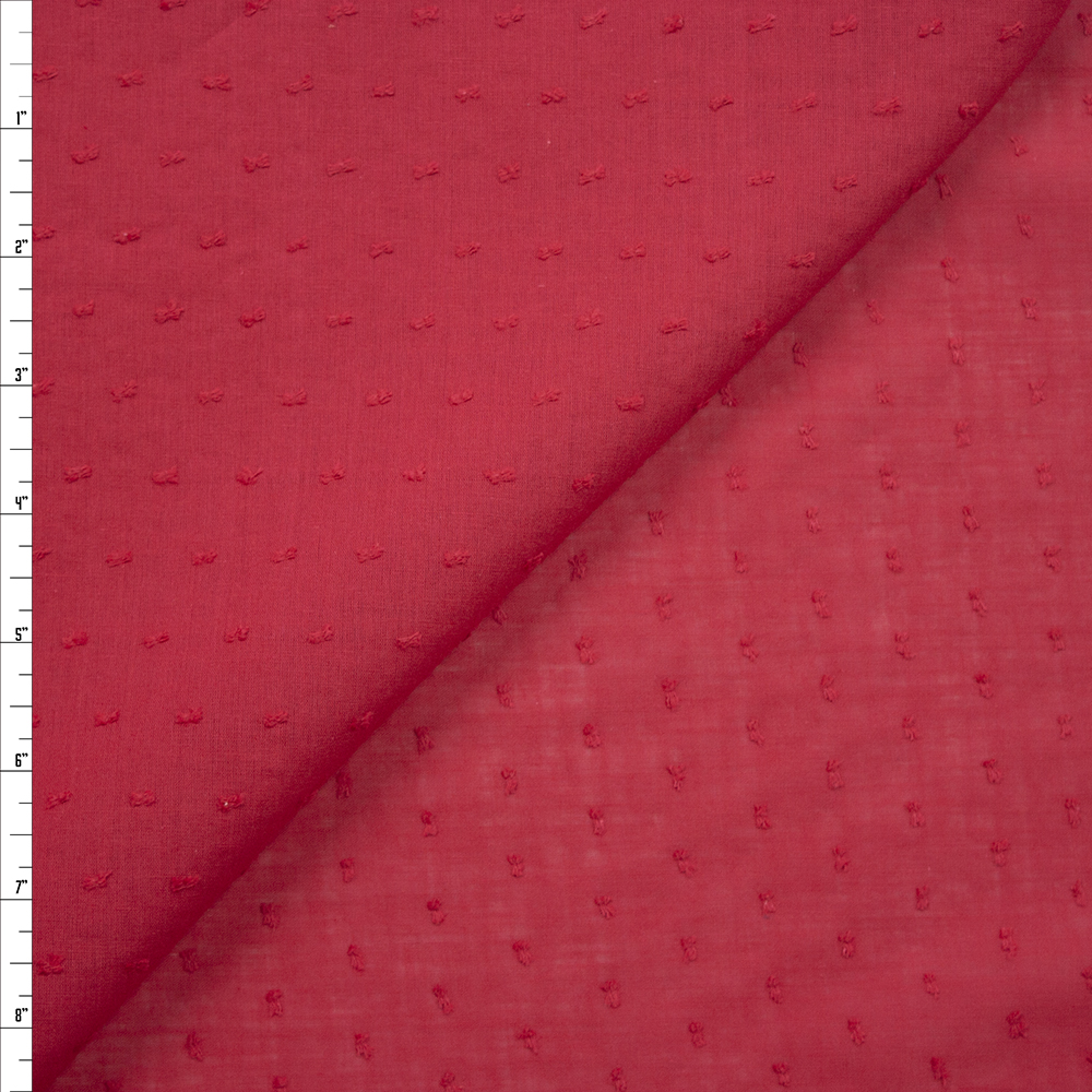 Red Swiss Dot Cotton Lawn Fabric By The Yard