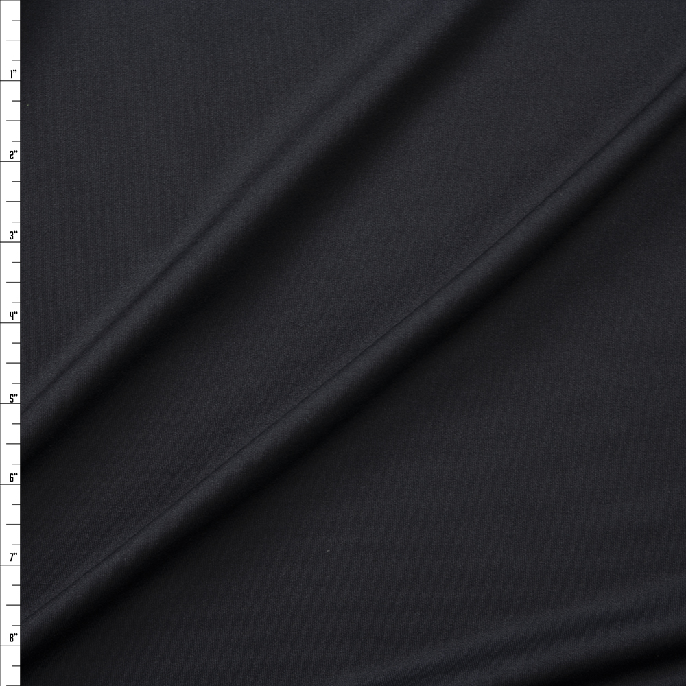 Black Midweight Stretch Moisture Wicking Designer Athletic Knit Fabric By The Yard