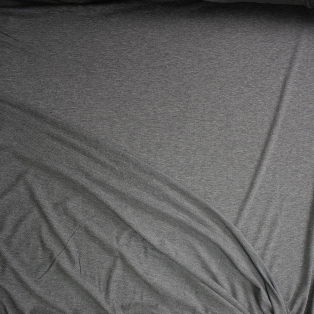 Heather Grey Lightweight Soft Stretch French Terry Fabric By The Yard - Wide shot