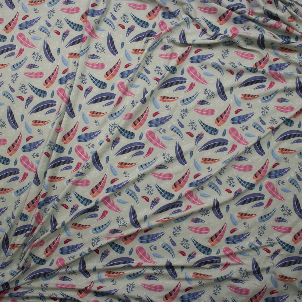 Feathers by Marketa Stengl Double Brushed Poly/Spandex Knit Fabric By The Yard - Wide shot