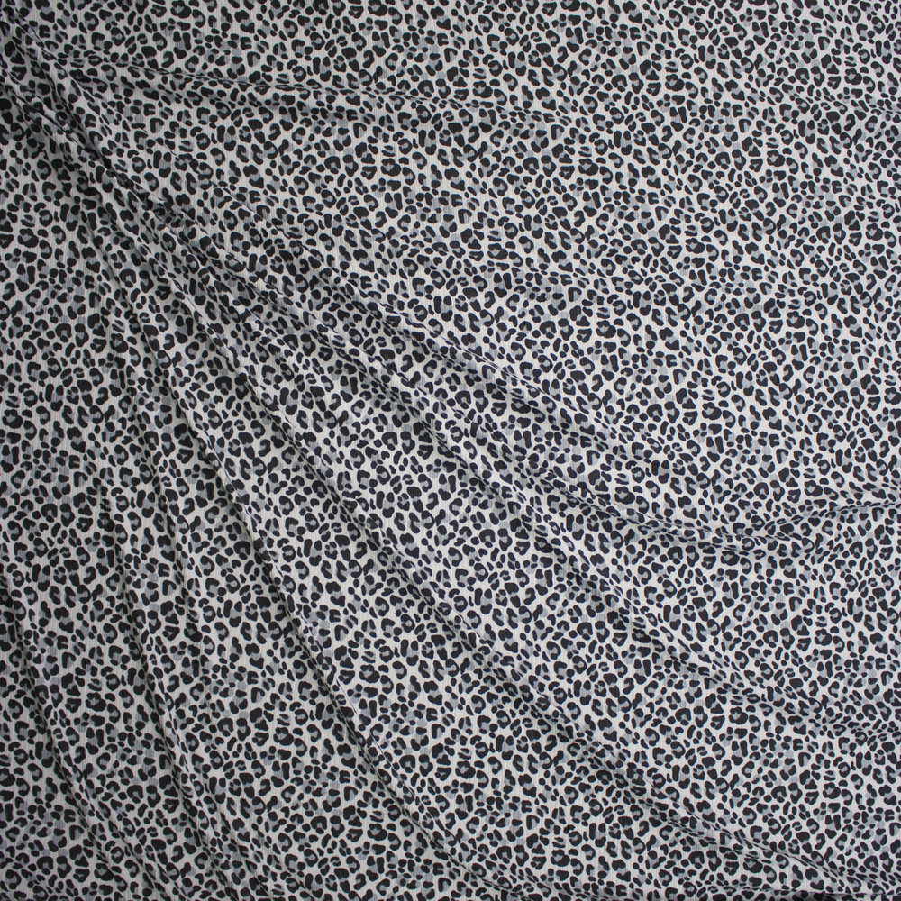 Grey Cheetah Print Brushed Stretch Rib Knit Fabric By The Yard - Wide shot