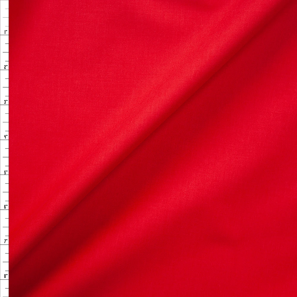 Red Designer Stretch Midweight Poplin Fabric By The Yard