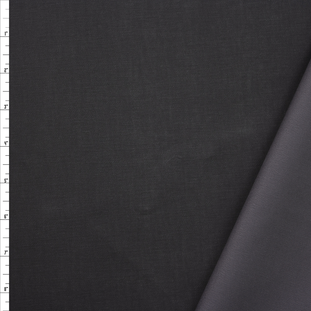 Charcoal Waxed Stretch Cotton Twill Fabric By The Yard