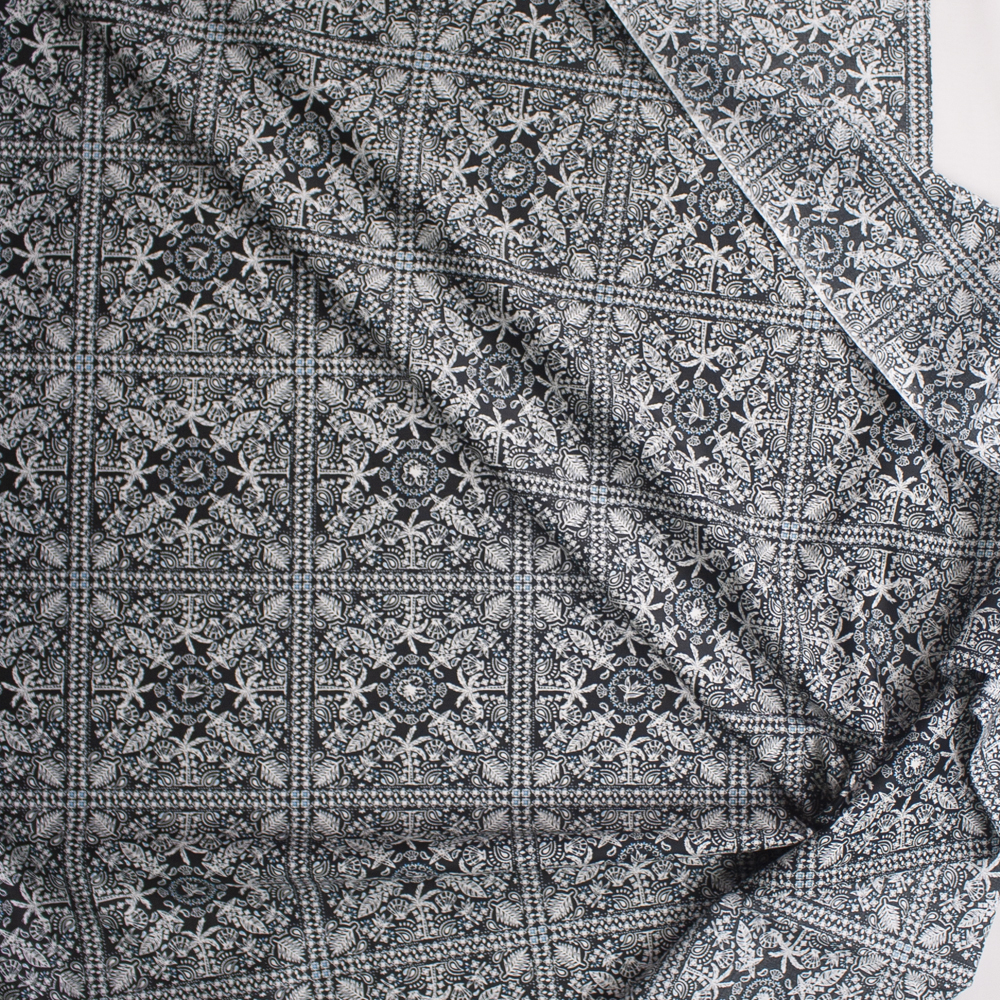Beachside Bandana on Black Designer Cotton Shirting from ‘Tori Richards’ Fabric By The Yard - Wide shot