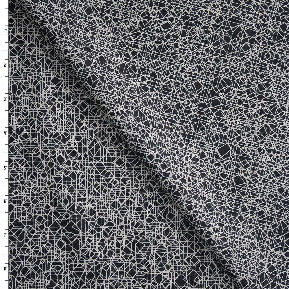 Tangled Web on Black Designer Cotton Shirting from ‘Tori Richards’ Fabric By The Yard