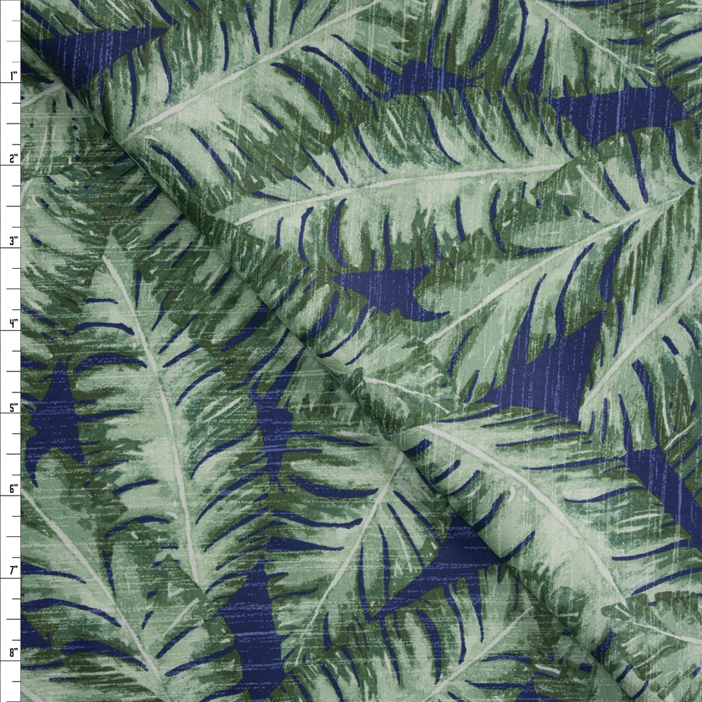 Long Palms on Blue Designer Cotton Shirting from ‘Tori Richards’ Fabric By The Yard