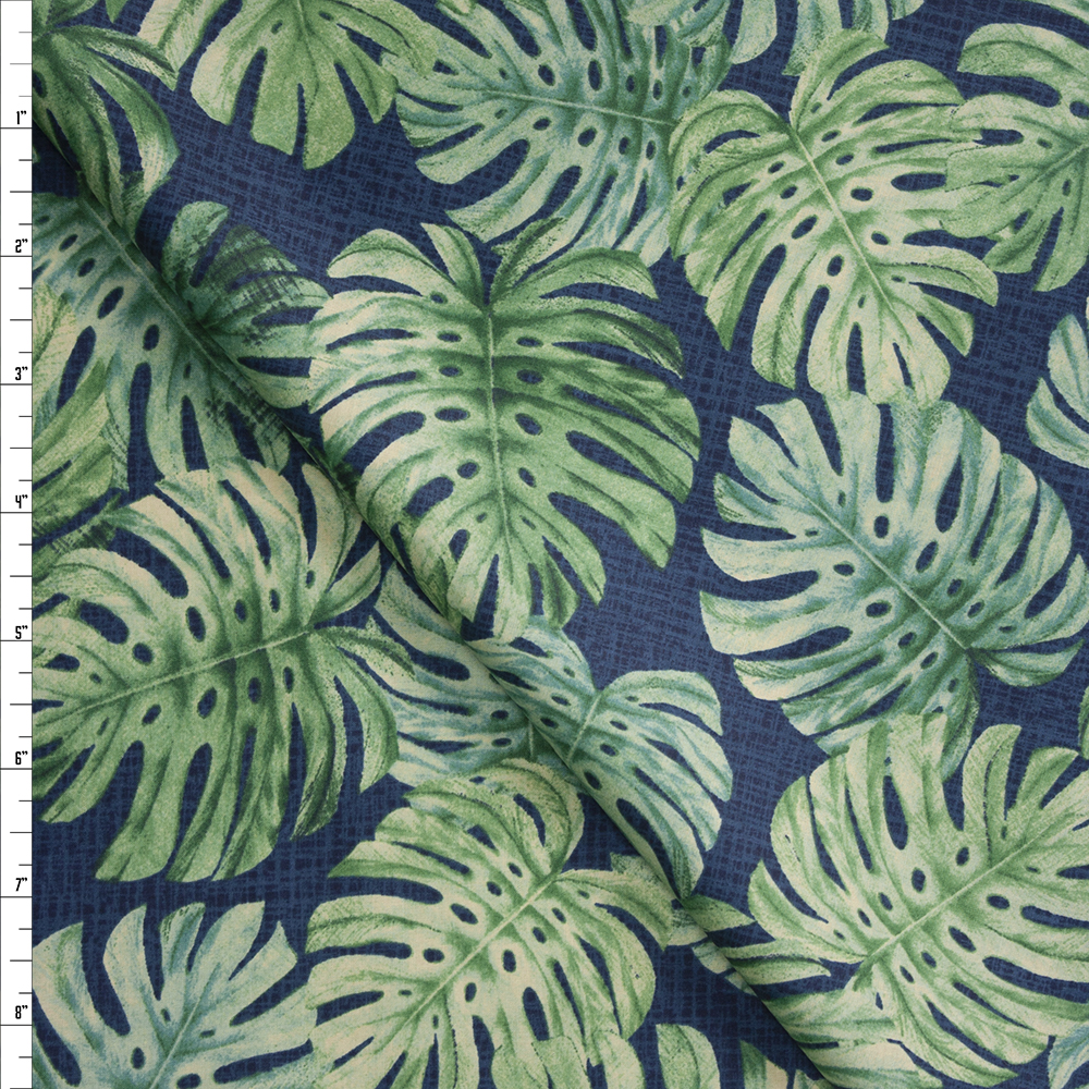 Short Palms on Blue Designer Cotton Shirting from ‘Tori Richards’ Fabric By The Yard