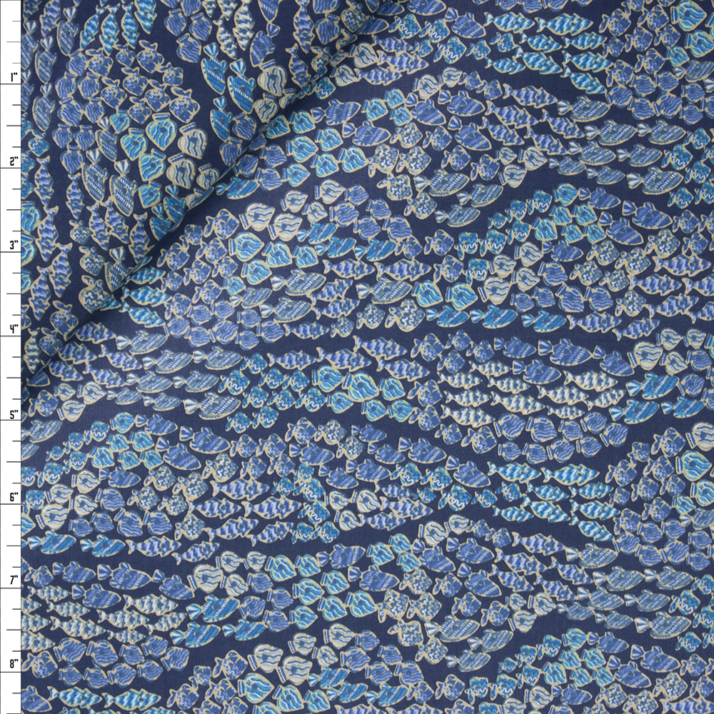 Horizontal Fish Stripes Designer Cotton Shirting from ‘Tori Richards’ Fabric By The Yard