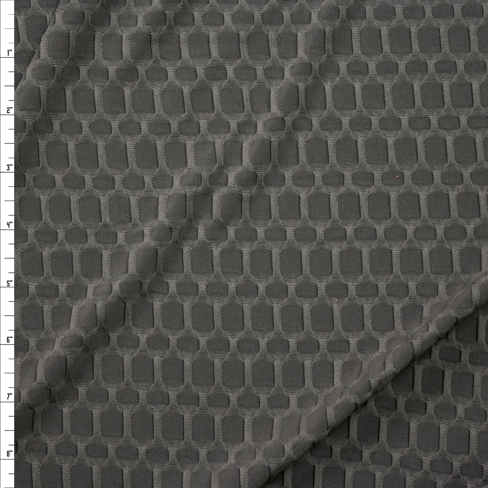 Charcoal Honeycomb Textured Midweight Athletic Spandex Fabric By The Yard