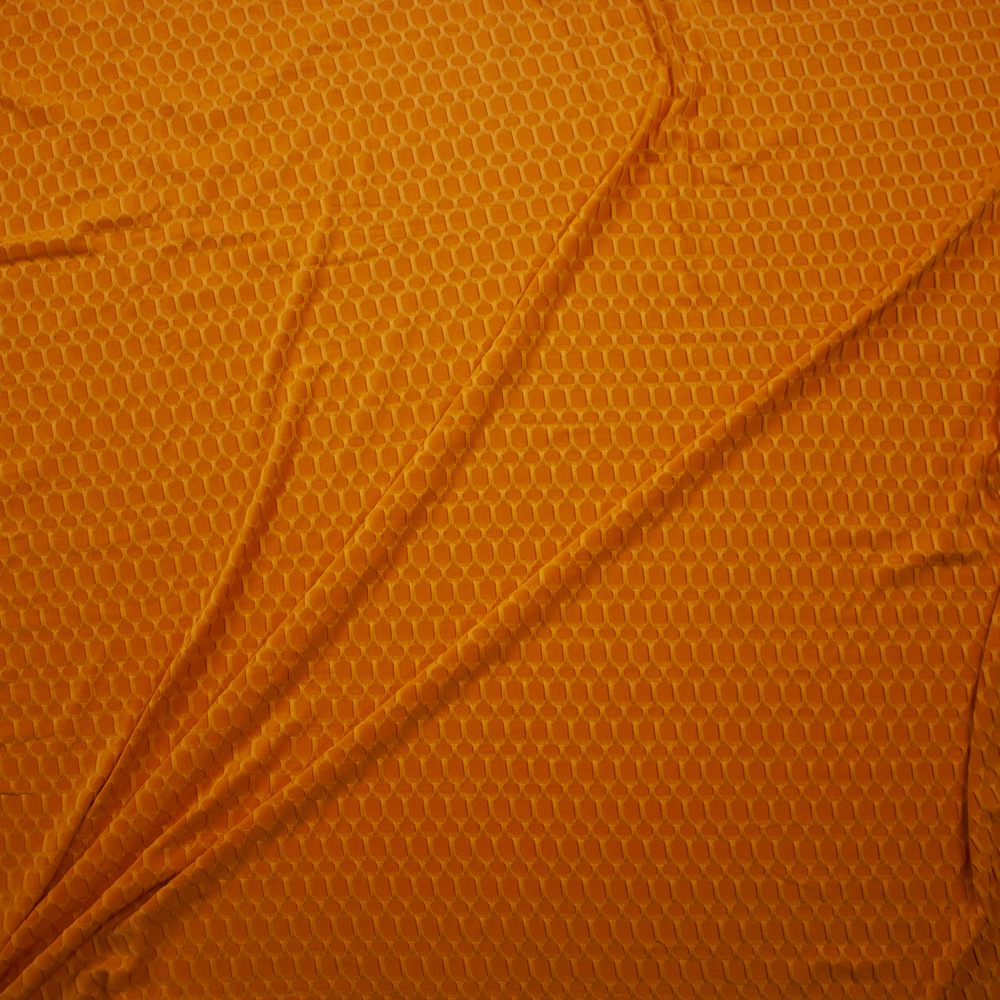 Goldenrod Honeycomb Textured Midweight Athletic Spandex Fabric By The Yard - Wide shot