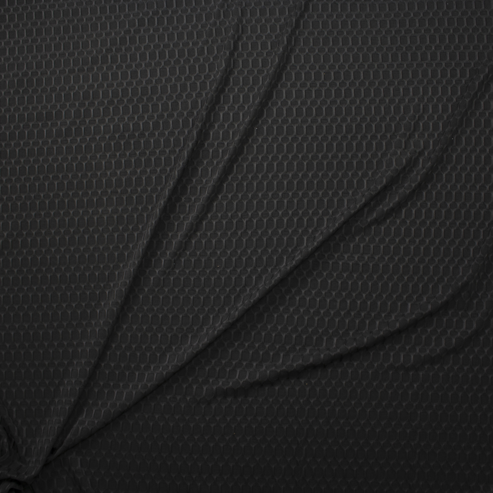 Black Honeycomb Textured Midweight Athletic Spandex Fabric By The Yard - Wide shot