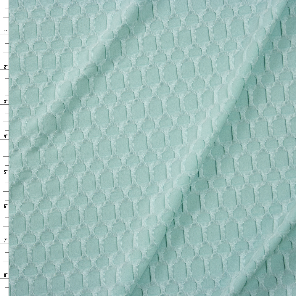Mint Green Honeycomb Textured Midweight Athletic Spandex Fabric By The Yard