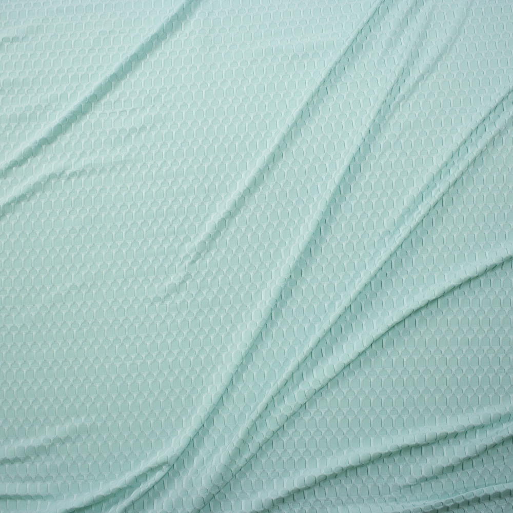 Mint Green Honeycomb Textured Midweight Athletic Spandex Fabric By The Yard - Wide shot