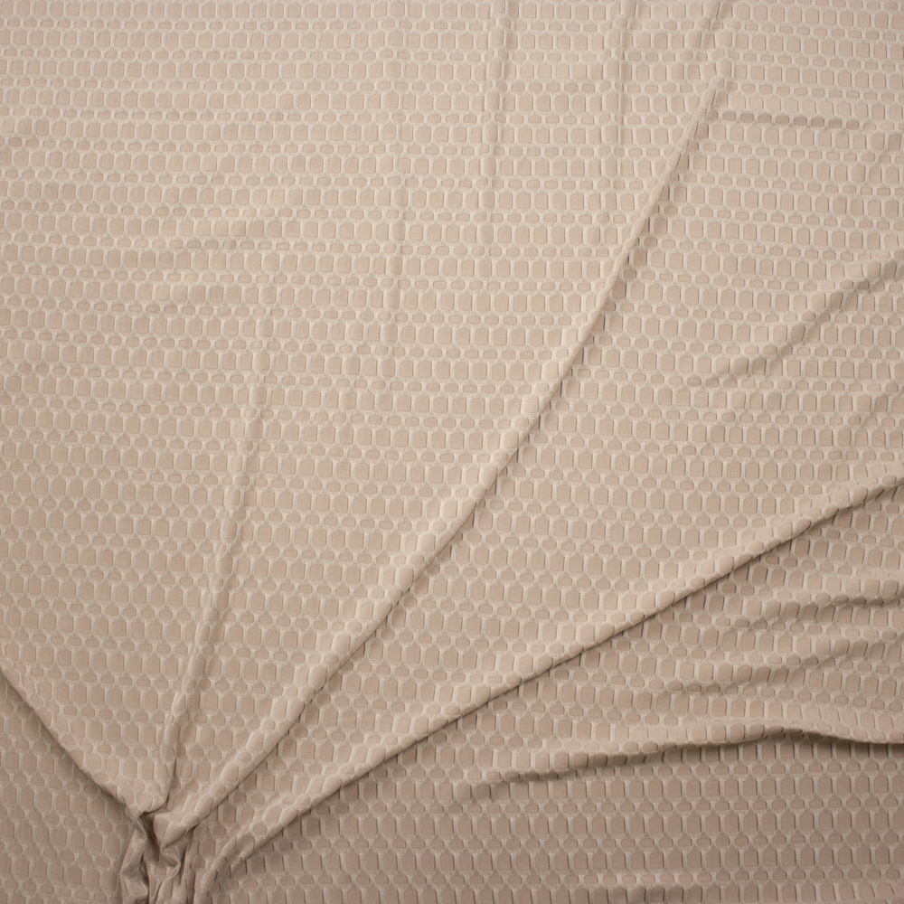 Light Tan Honeycomb Textured Midweight Athletic Spandex Fabric By The Yard - Wide shot
