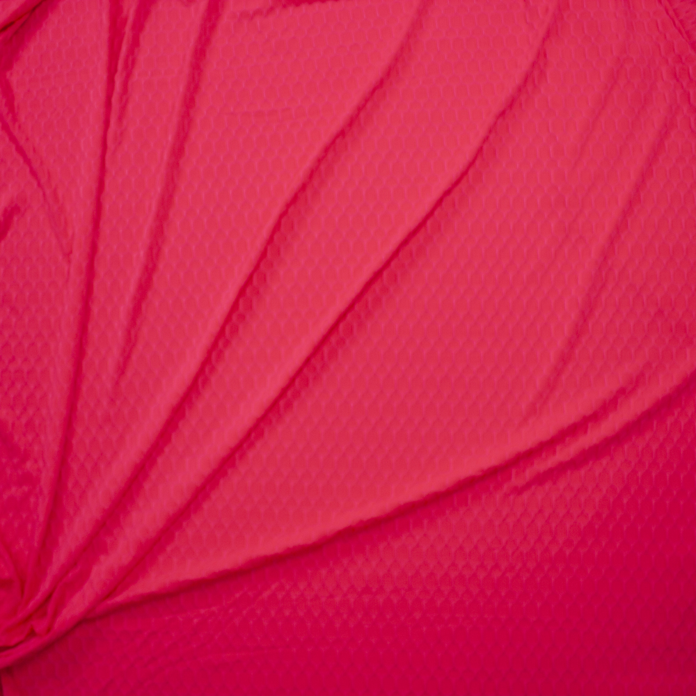 Neon Pink Honeycomb Textured Midweight Athletic Spandex Fabric By The Yard - Wide shot