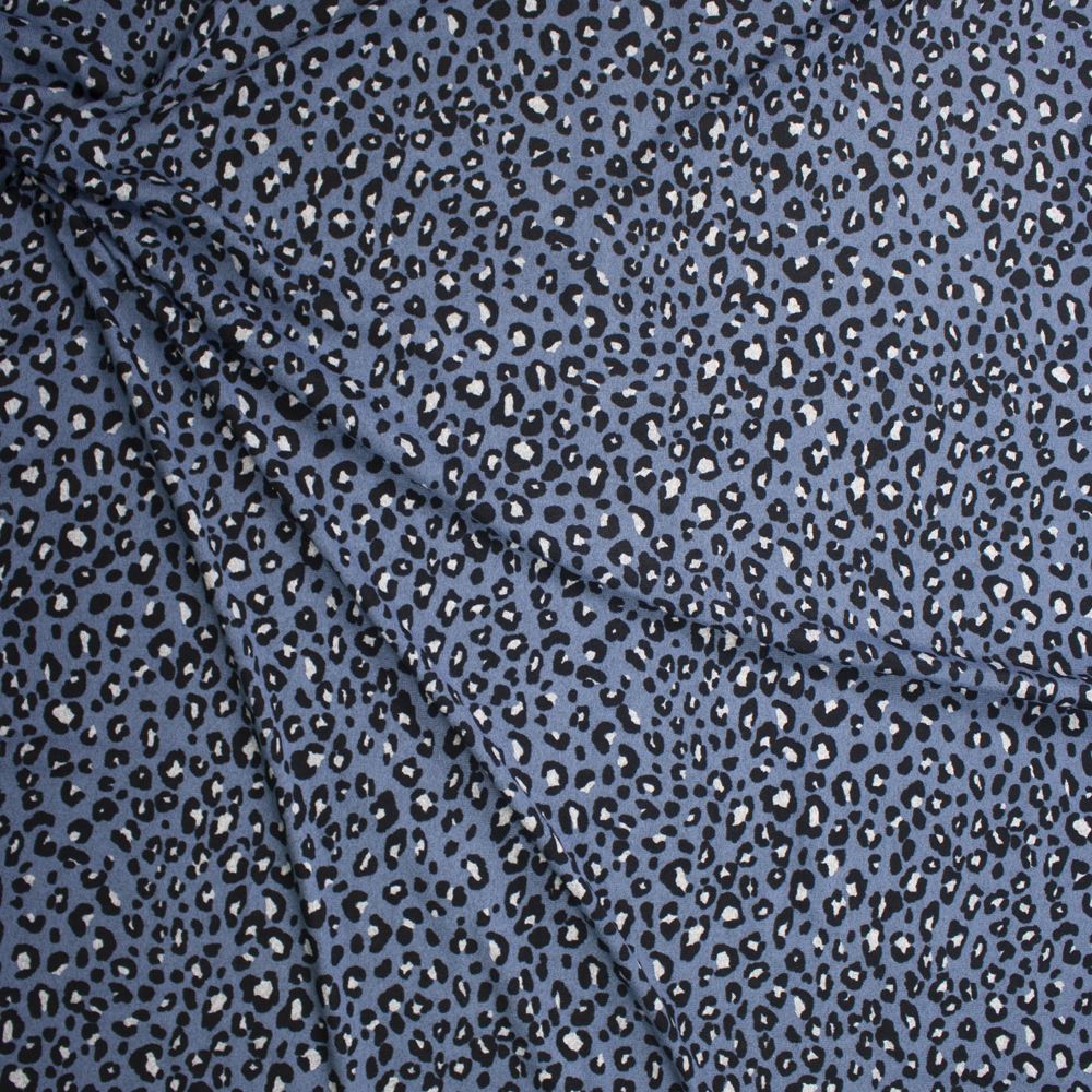 Black and Grey Cheetah on Slate Brushed Midweight Sweater Knit Fabric By The Yard - Wide shot