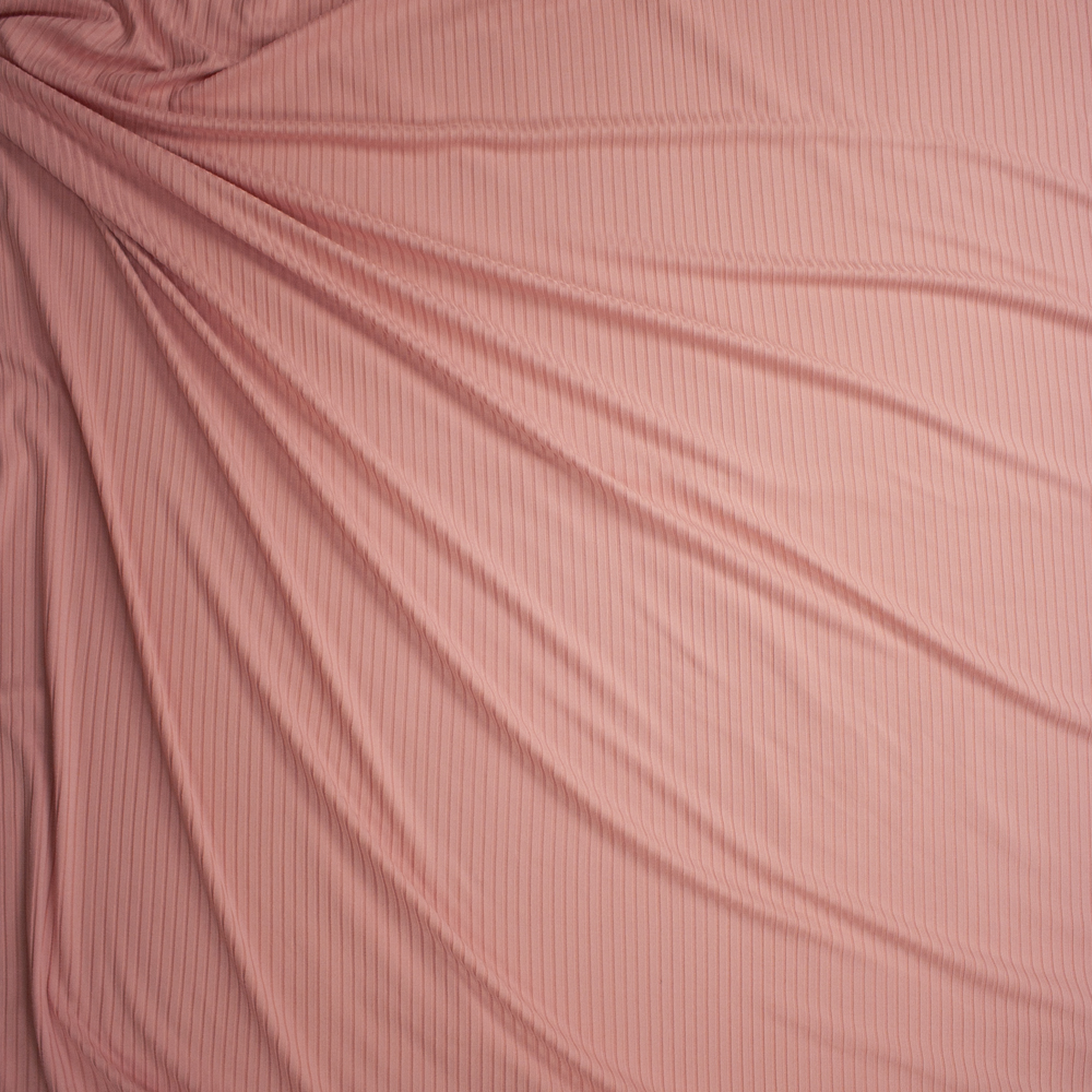 Pink Brushed Stretch Rib Knit Fabric By The Yard - Wide shot