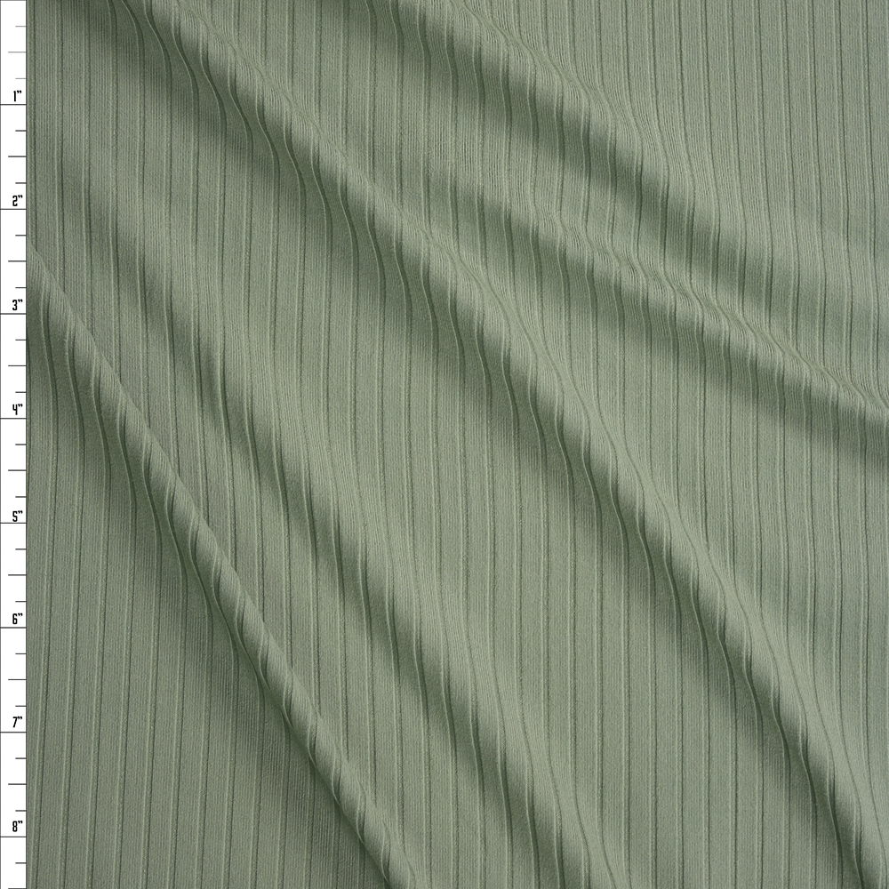Sage Green Brushed Stretch Rib Knit Fabric By The Yard