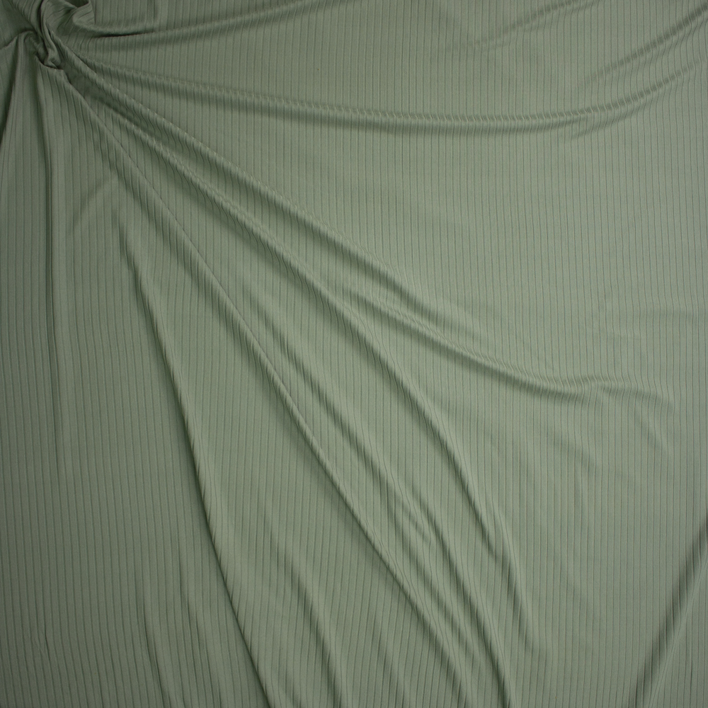 Sage Green Brushed Stretch Rib Knit Fabric By The Yard - Wide shot