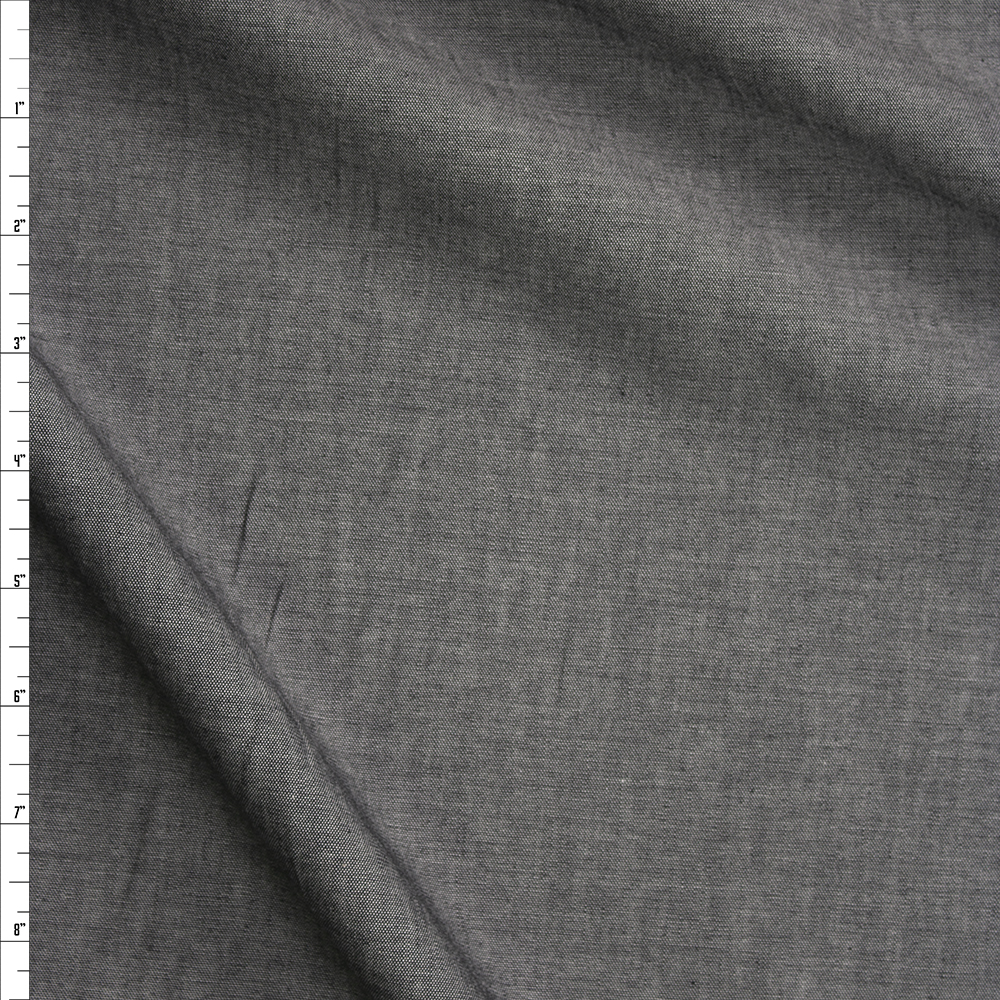 Dark Grey Light Midweight Cotton Chambray  Fabric By The Yard