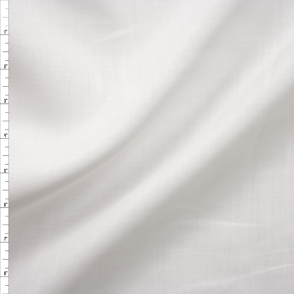 Crisp White Lightweight Linen Fabric By The Yard