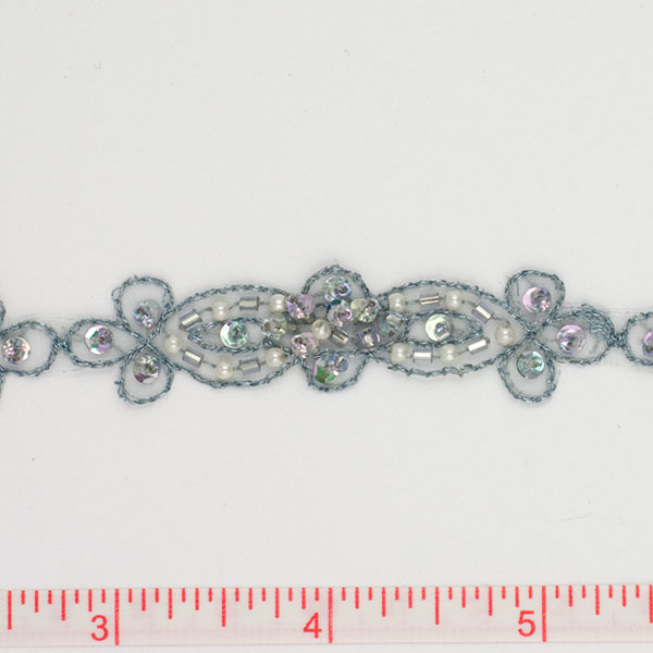 Slate Blue Beaded Fashion Trim