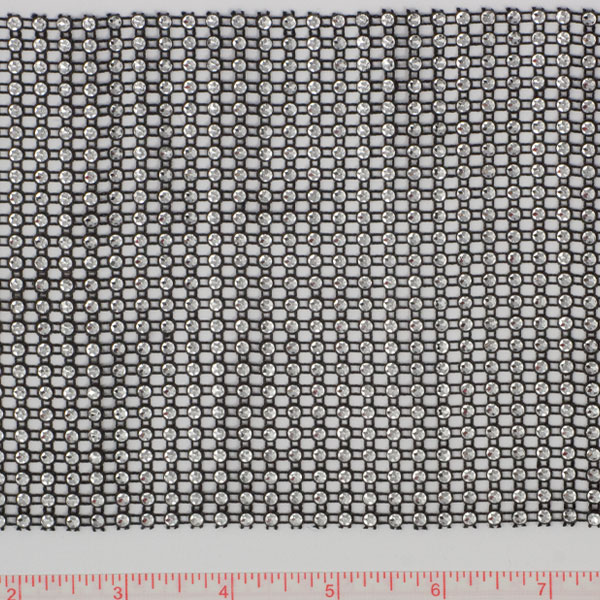 Silver-Black Rhinestone Look Trim