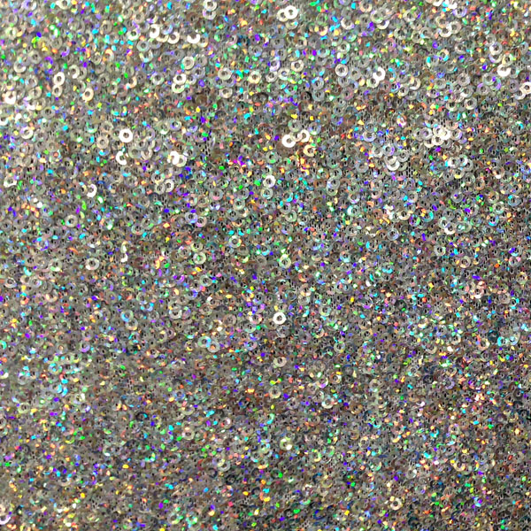 Sparkling Silver Holographic Micro Sequin Fabric