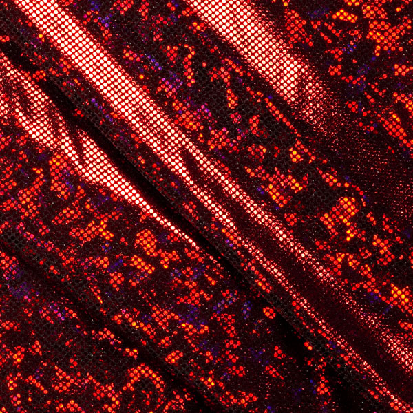 Red on Black Shattered Glass Nylon Lycra Fabric
