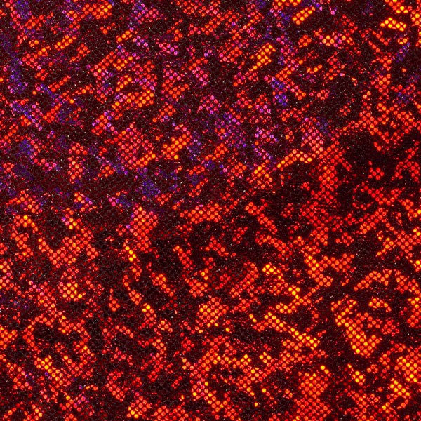 Red on Black Shattered Glass Nylon Lycra Fabric - Laid Flat to Show Detail