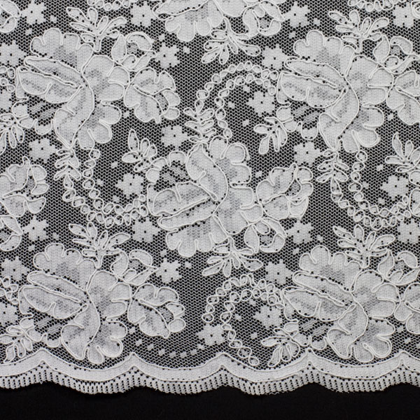White Re-embroidered Bridal Lace Fabric