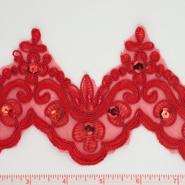 Red Beaded Lace Trim
