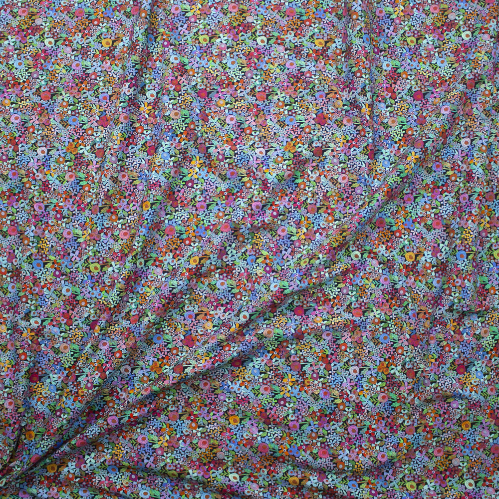 Happy Place Rainbow Stretch Cotton Jersey by Robert Kaufman Fabric By The Yard - Wide shot