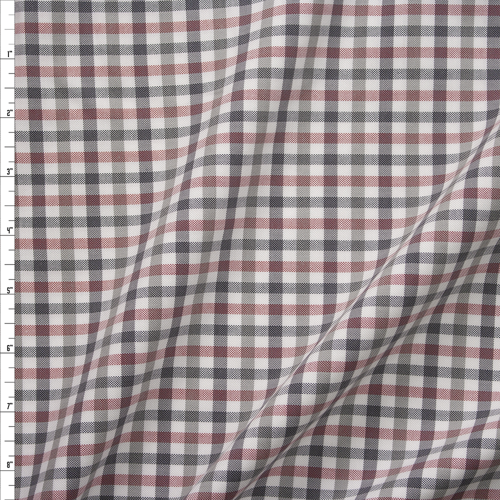 Red, White, Grey, and Blue Plaid Midweight Cotton Poplin from ‘Brooks Brothers’ Fabric By The Yard