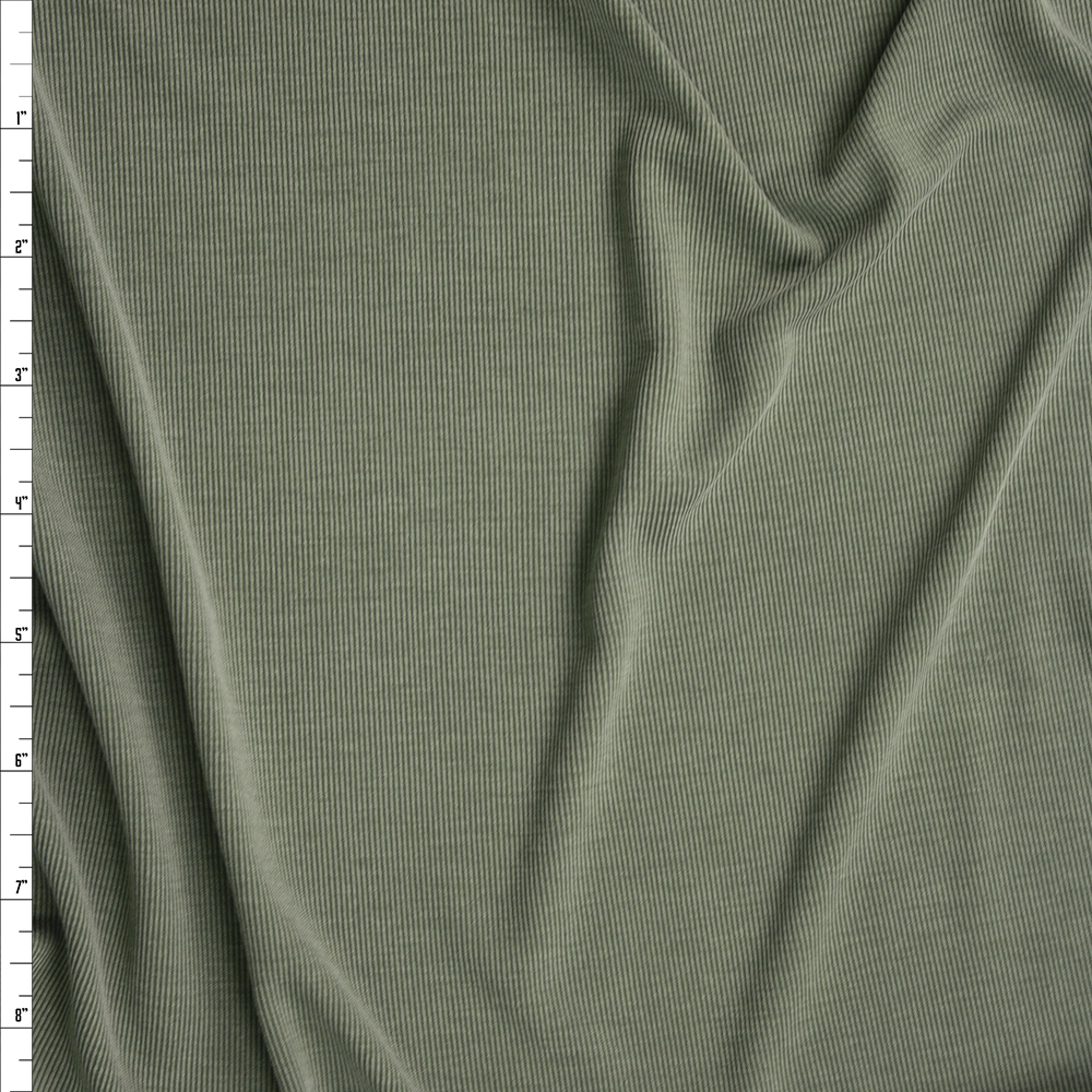 Olive Ribbed Modal Cupro Knit Fabric By The Yard