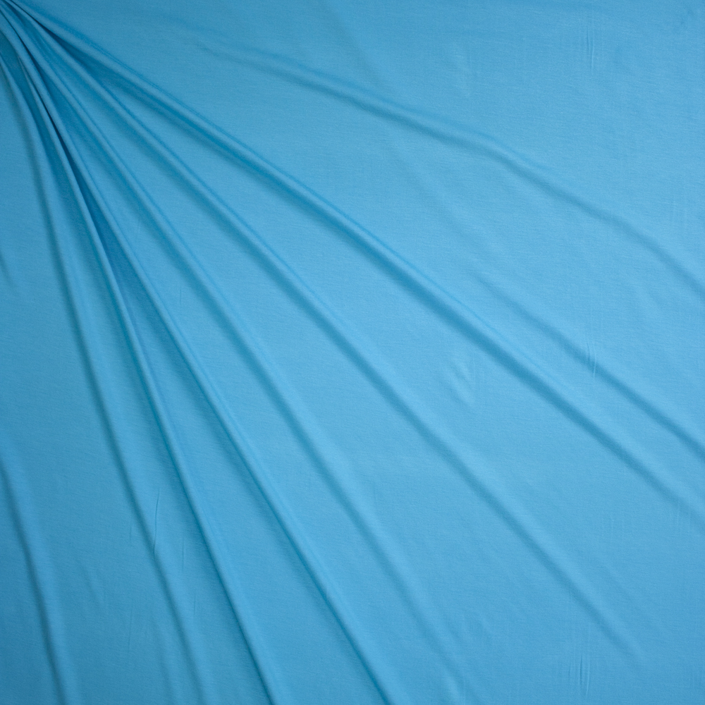 Turquoise Midweight Designer Stretch Modal Jersey Knit Fabric By The Yard - Wide shot