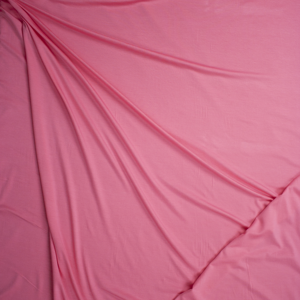 Bright Pink Midweight Designer Stretch Modal Jersey Knit Fabric By The Yard - Wide shot