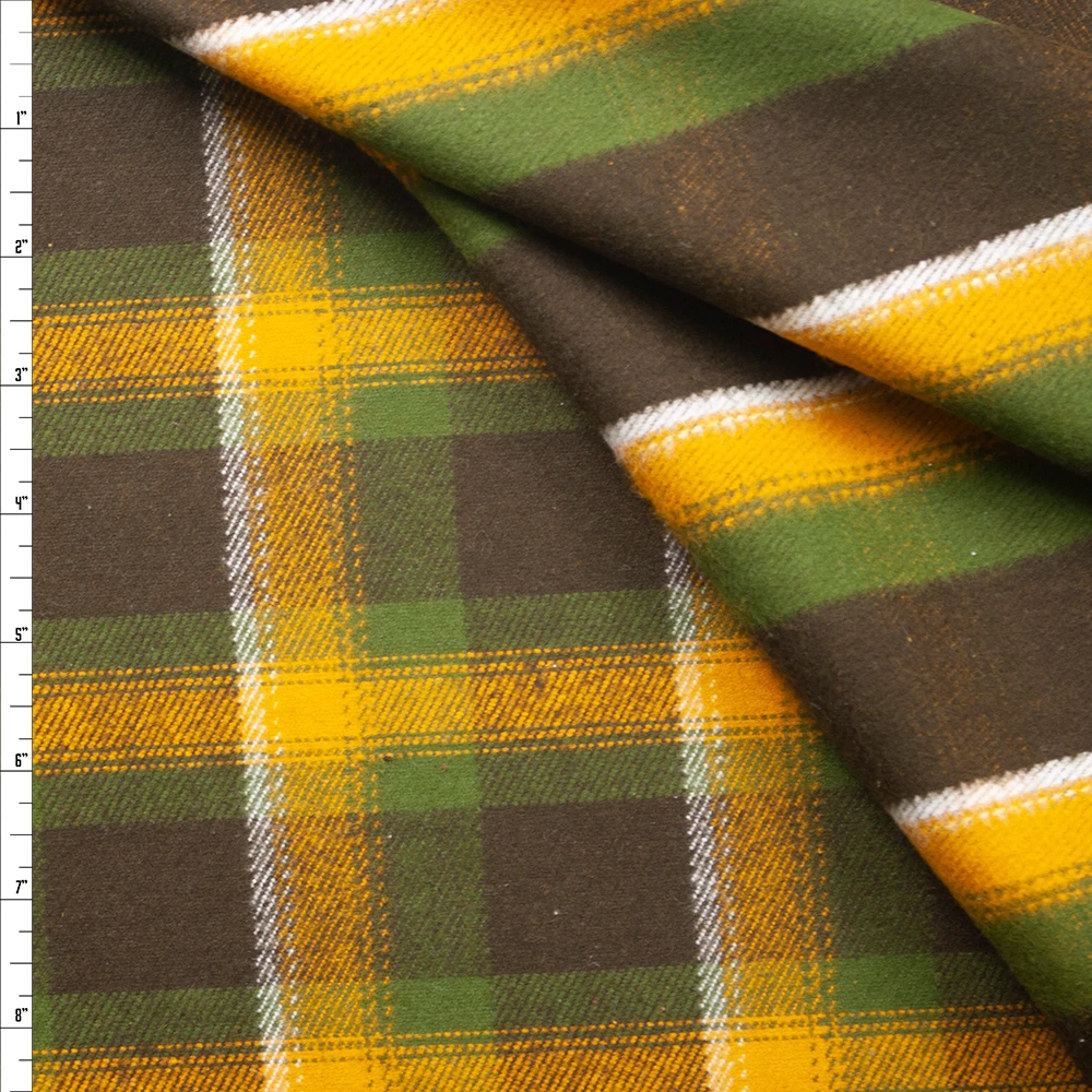 Durango Flannel Mustard Reversible Plaid by Robert Kaufman Fabric By The Yard