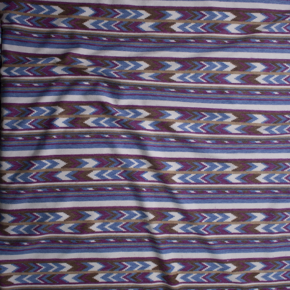 Plum, Brown, Tan, and Blue Southwestern Stripe Brushed Sweater Knit Fabric By The Yard - Wide shot