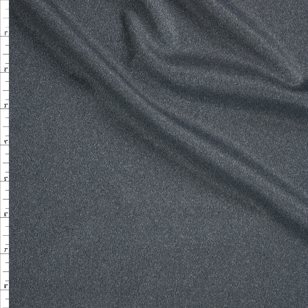 Dark Grey Heather Moisture Wicking Athletic Knit Fabric By The Yard