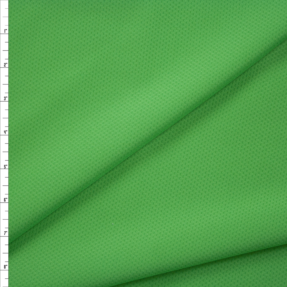 Grass Green Moisture Wicking Perforated Stretch Double Knit Fabric By The Yard