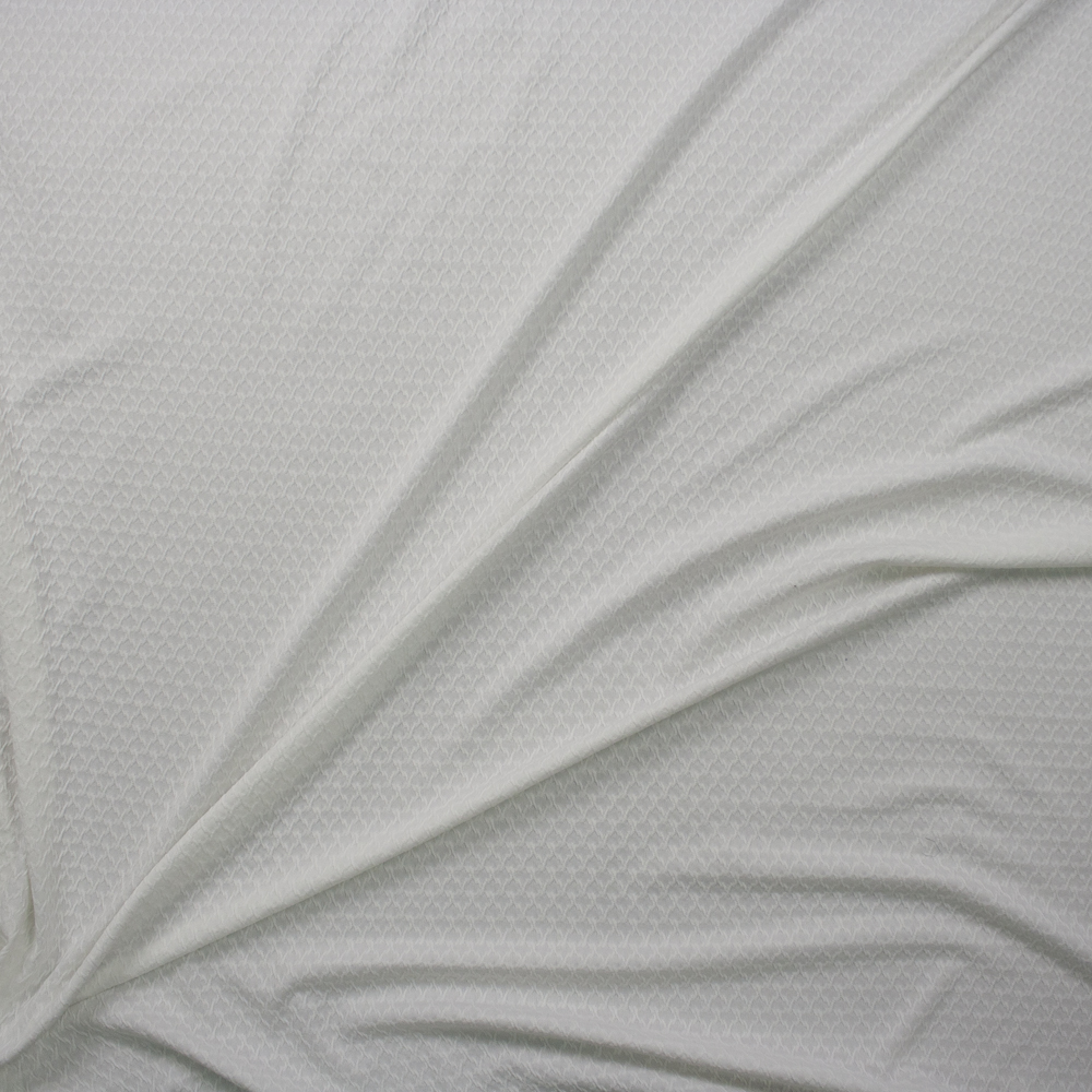 Ivory Diamond Weave Textured Double Knit Fabric By The Yard - Wide shot