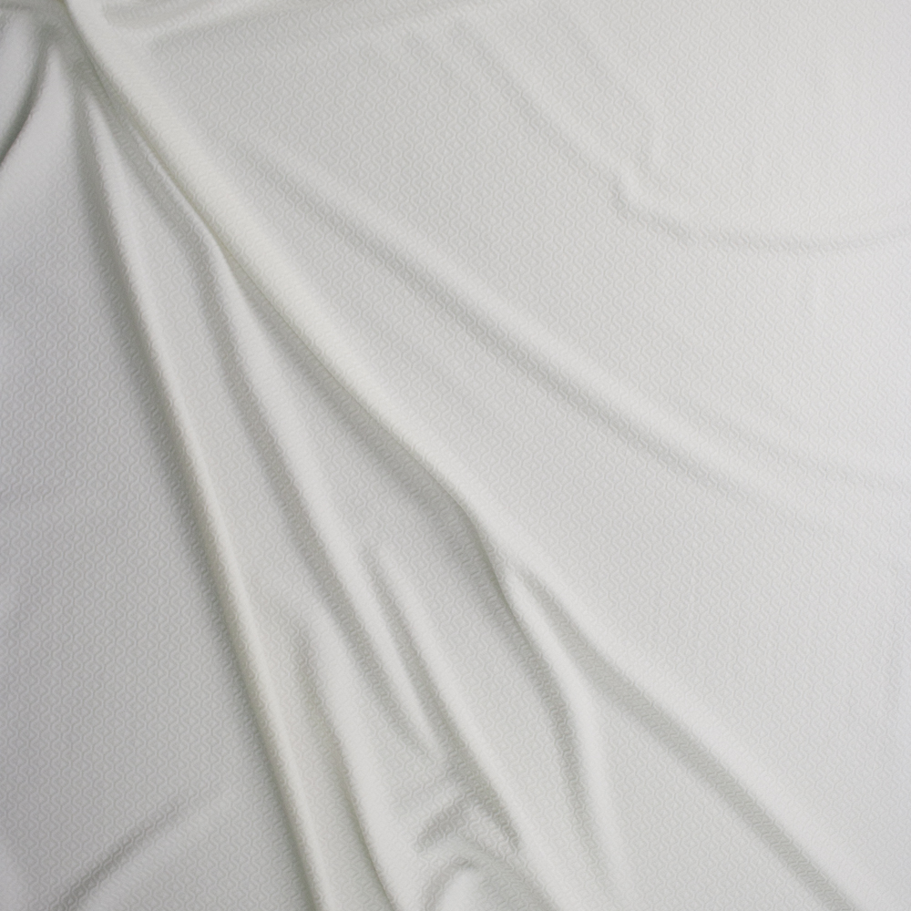 Ivory Waving Lines and Diamonds Textured Double Knit Fabric By The Yard - Wide shot
