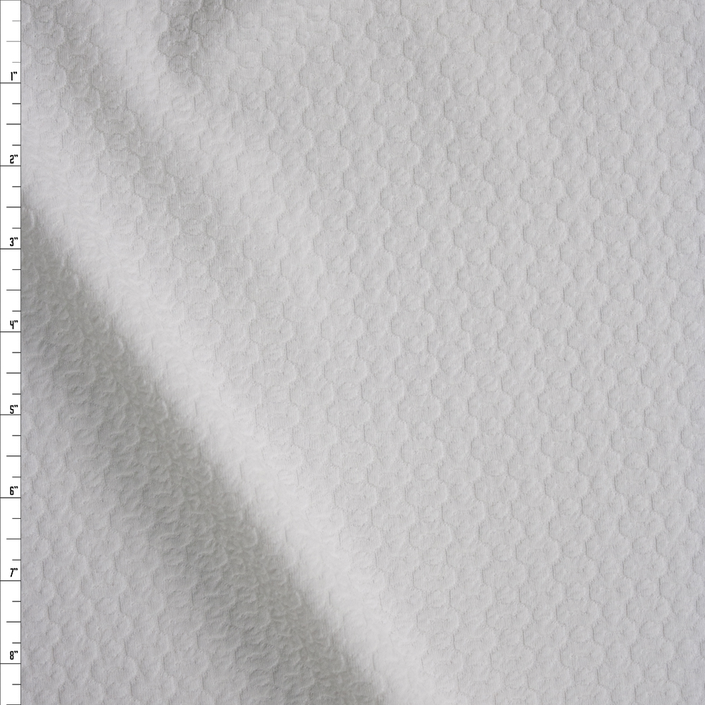 Ivory Staggered Geometric Textured Double Knit Fabric By The Yard